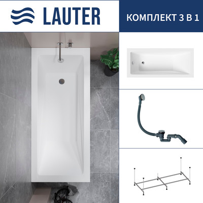 Ванна акриловая Lauter Estelle 160 / 21206060 (с каркасом и сифоном 21Y31010 хром) - 