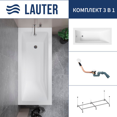 Ванна акриловая Lauter Estelle 170 / 21206070 (с каркасом и сифоном 21Y11022 белый) - 