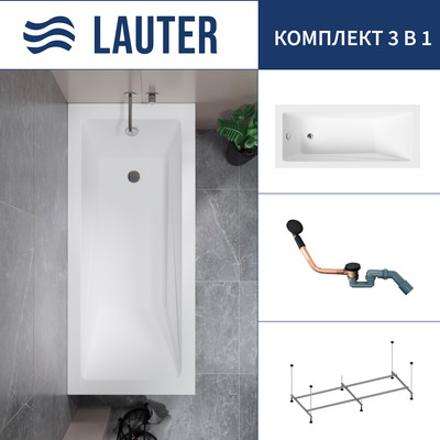 Ванна акриловая Lauter Estelle 170 / 21206070 (с каркасом и сифоном 21Y11021 матовый черный) - 