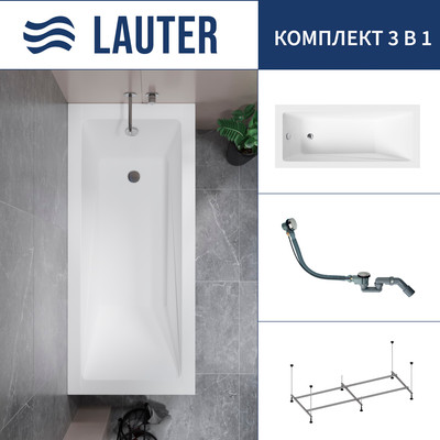 Ванна акриловая Lauter Estelle 170 / 21206070 (с каркасом и сифоном 21Y32000 хром) - 