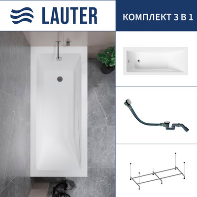 Ванна акриловая Lauter Estelle 170 / 21206070 (с каркасом и сифоном 21Y32002 белый) - 