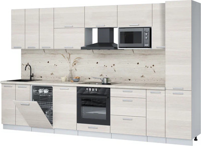 Кухонный гарнитур Интерлиния Мила Лайт 3.4-ПМ4  (вудлайн кремовый/вудлайн кремовый/бискайская сосна) - 