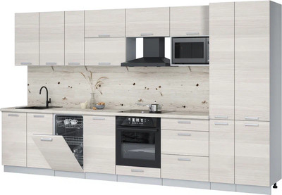 Кухонный гарнитур Интерлиния Мила Лайт 3.6-ПМ4  (вудлайн кремовый/вудлайн кремовый/бискайская сосна) - 