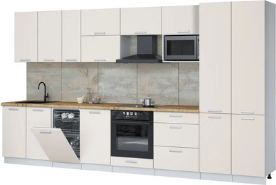 Кухонный гарнитур Интерлиния Мила Лайт 3.7-ПМ4 ( персидский жемчуг/персидский жемчуг/дуб бунратти) - 