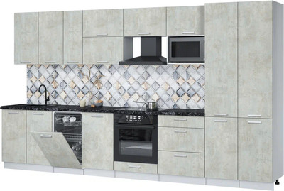 Кухонный гарнитур Интерлиния Мила Лайт 3.7-ПМ4  (бетон лайт/бетон лайт/кастилло темный) - 