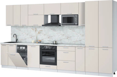 Кухонный гарнитур Интерлиния Мила Лайт 3.8-ПМ4  (персидский жемчуг/персидский жемчуг/серый каспий) - 