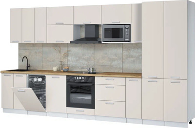 Кухонный гарнитур Интерлиния Мила Лайт 3.8-ПМ4  (персидский жемчуг/персидский жемчуг/дуб бунратти) - 