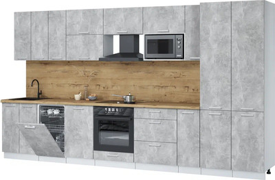 Кухонный гарнитур Интерлиния Мила Лайт 3.8-ПМ4 ( бетон/бетон/дуб бунратти) - 