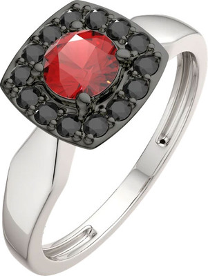 Кольцо из серебра ZORKA 02S5046 (р.17.5, гранат и наношпинель) - 