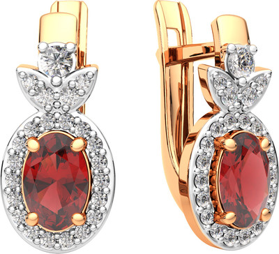 Серьги из розового золота ZORKA 3S50243.14K.R.ZZ (с гранатами и фианитами) - 