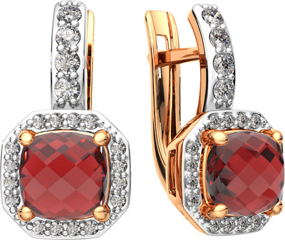 Серьги из розового золота ZORKA 3S50225.14K.R.ZZ (с гранатами и фианитами) - 