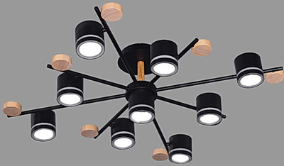 Люстра Aitin-Pro H59208/8+1 (черный/дерево) - 