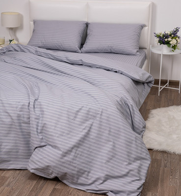 

Комплект постельного белья, Темно-серый страйп Семейный