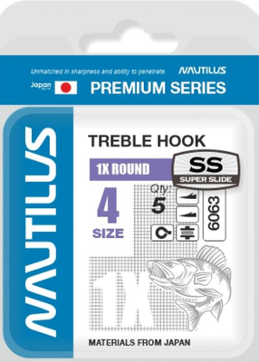 Набор крючков рыболовных NAUTILUS 1X Round Premium Series 6063SS № 4 / 05-00310283 (5шт) - 