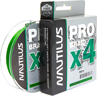 

Леска плетеная, Pro Braid X4 Army Green d-0.10 4.1кг 9lb / 06-25259436