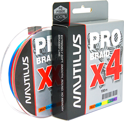 

Леска плетеная, Pro Braid X4 Multicolor d-0.23 12.3кг 27lb / 06-25259467