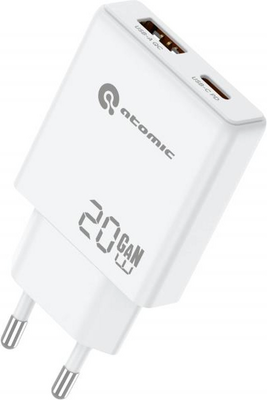 Зарядное устройство сетевое Atomic Blade G203 GAN 20W USB (A+C) с кабелем USB С-L / 10.208 (белый) - 