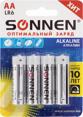 Комплект батареек Sonnen AA LR6 / 451085 (4шт) - 