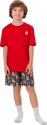 Пижама детская Mark Formelle 563329 (р.116-60-54, спелая вишня/капибары на графитовой полоске) - 