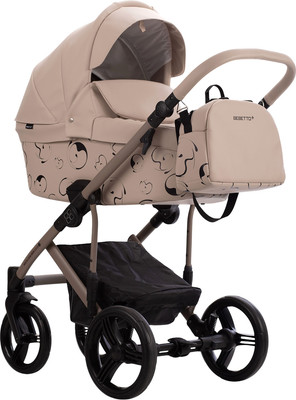 Детская универсальная коляска Bebetto Magnum Light Se Pro 2в1 (01, светло-бежевая кожа, бежевая рама) - 