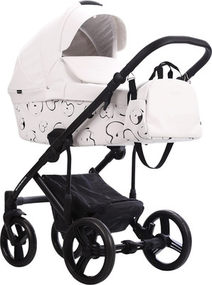 Детская универсальная коляска Bebetto Magnum Light Se Pro 2в1 (03, белая кожа, черная рама) - 