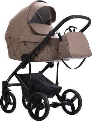 Детская универсальная коляска Bebetto Magnum Light Se Pro 2в1 (05, темно-бежевая кожа, черная рама) - 