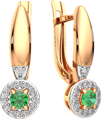 Серьги из розового золота ZORKA 3D20154.14K.R.ZZ (с бриллиантами и изумрудом) - 