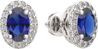 Серьги из белого золота ZORKA 3D10177.14K.W (с бриллиантами и сапфиром) - 