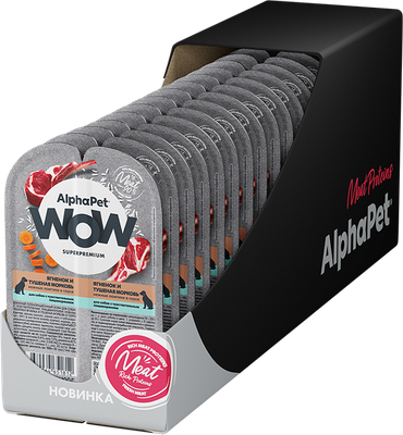 

Влажный корм для собак, WOW ягненок и тушеная морковь
