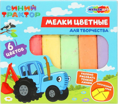 

Набор мела канцелярского, Мелки асфальтовые заточенные Синий трактор / MELZ6-127870