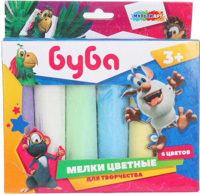 

Набор мела канцелярского, Мелки цветные Буба / 100MEL6-BUBA-WOT