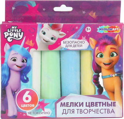 

Набор мела канцелярского, Мелки асфальтовые Мой маленький Пони / MEL6-117399
