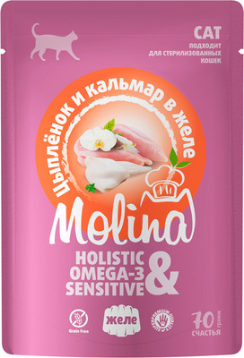 

Влажный корм для кошек, Цыпленок и кальмар в желе / 1061236