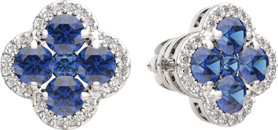Серьги из белого золота ZORKA 3D1098.14K.W (с сапфирами и бриллиантом) - 