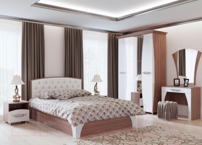 Каркас кровати SV-мебель Спальня Лагуна 7 160x200 со стразами (ясень шимо темный/жемчуг)