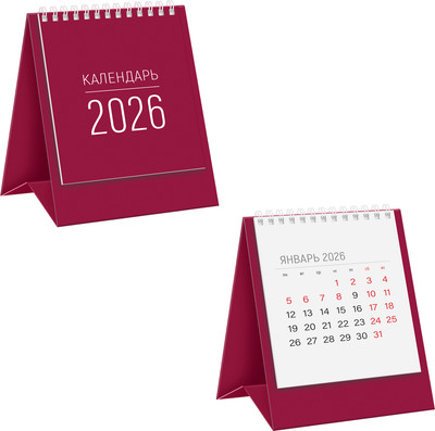 Календарь настольный BG 2026г / 381145 (бордовый) - 