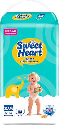 Подгузники-трусики детские Sweet Heart 6-11кг (M, 52шт) - 