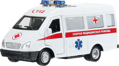 

Автомобиль игрушечный, Газ-3221 Газель Скорая / GAZ3221VAN-12AMB-WH-WOD