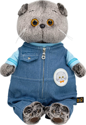 

Мягкая игрушка, Басик в комбинезоне Деним 22 см / Ks22-296