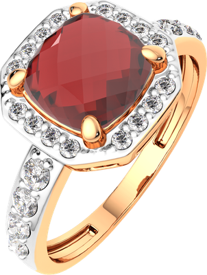 Кольцо из розового золота ZORKA 2S5061.14K.R.ZZ (р.17.5, с гранатом и фианитами) - 