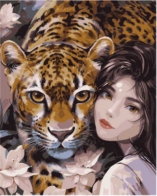 

Картина по номерам, Девушка и леопард / 71263
