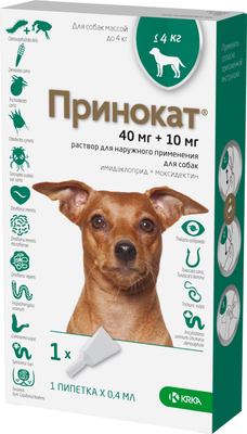 

Капли от паразитов, Принокат для собак 40/10мг