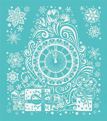 

Наклейка на окно, Часы ПВХ пленка с глиттером с раскраской 86027