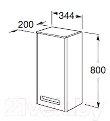 Шкаф-полупенал для ванной Roca The Gap / ZRU9000080 (фиолетовый) - технический чертеж