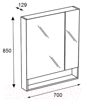 Шкаф с зеркалом для ванной Roca The Gap 70 / ZRU9000088 (фиолетовое)