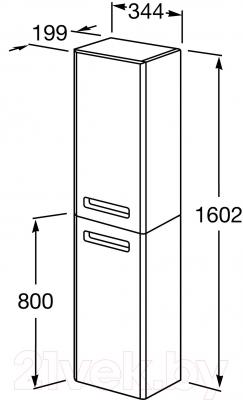 Шкаф-пенал для ванной Roca The Gap / ZRU9000082 (фиолетовый) - технический чертеж