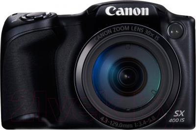 Компактный фотоаппарат Canon PowerShot SX400 IS (черный) - вид спереди
