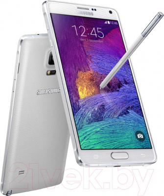 Смартфон Samsung Galaxy Note 4 / N910C (белый) - вид сбоку