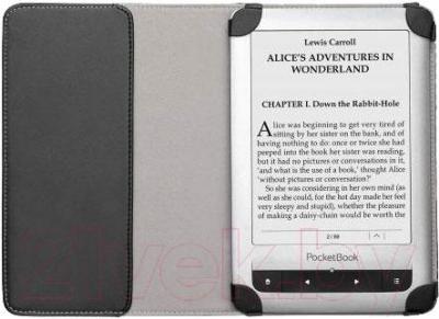 Обложка для электронной книги PocketBook PBPUC-623-BC-DT (черный/светло-серый) - в раскрытом виде
