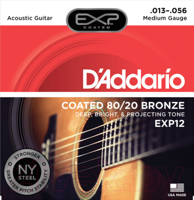 Струны для акустической гитары D'Addario EXP-12